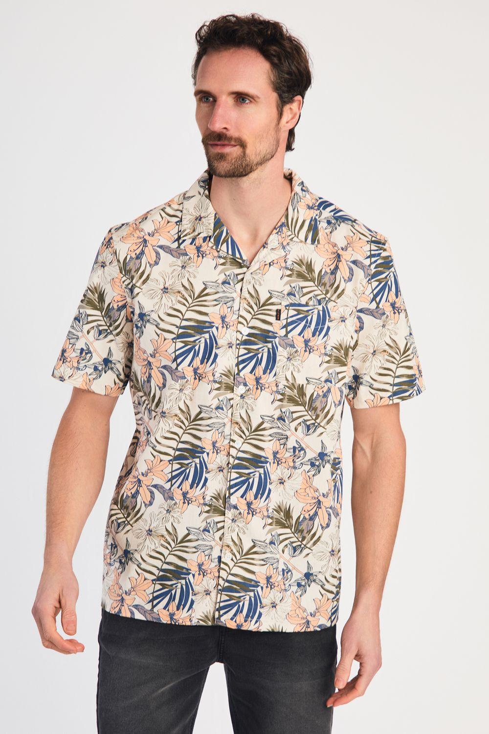 Cotton Printed Poplin Short Sleeve Shirt by TOKYO LAUNDRY