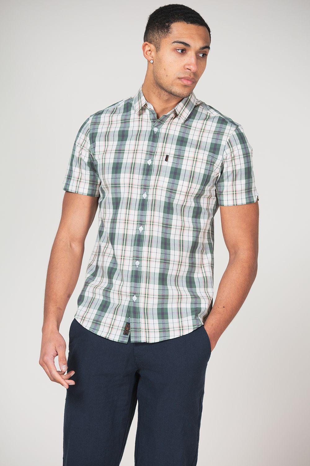 Cotton Short Sleeve Button-Up Checked Shirt by TOKYO LAUNDRY