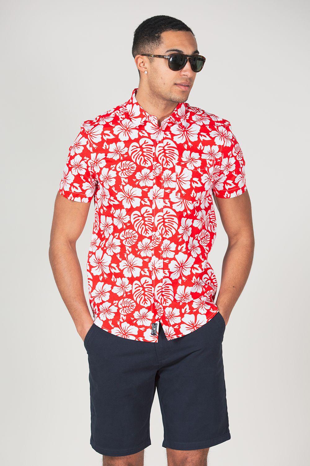 Cotton Short Sleeve Button-Up Printed Shirt by TOKYO LAUNDRY