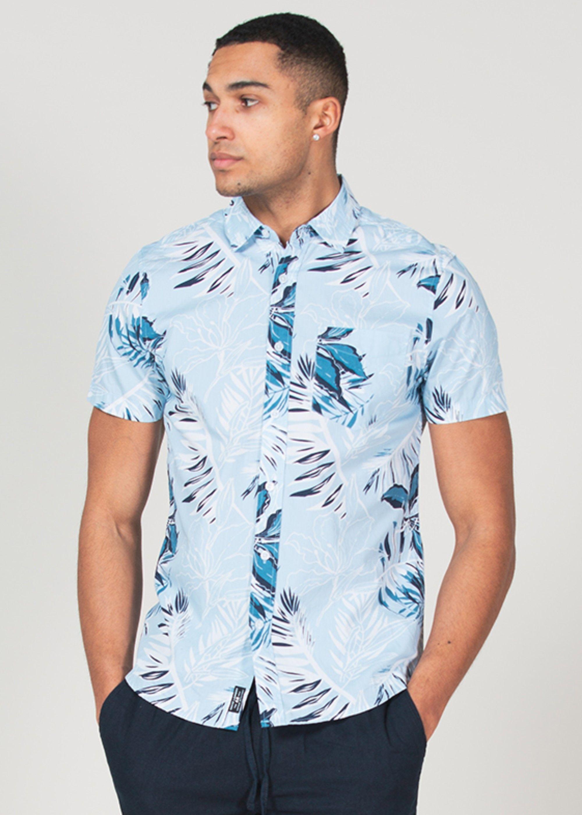 Cotton Short Sleeve Button-Up Printed Shirt by TOKYO LAUNDRY