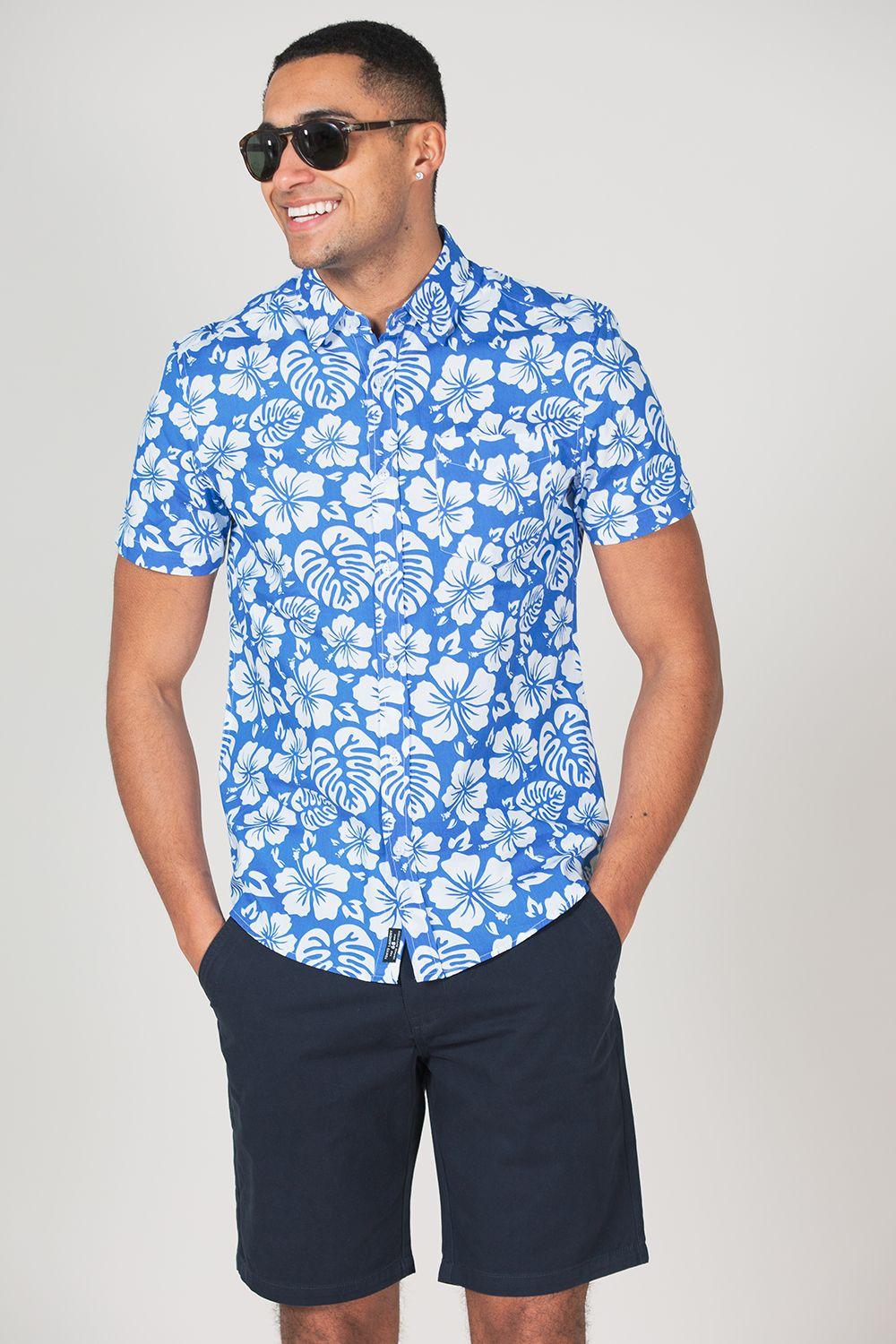 Cotton Short Sleeve Button-Up Printed Shirt by TOKYO LAUNDRY