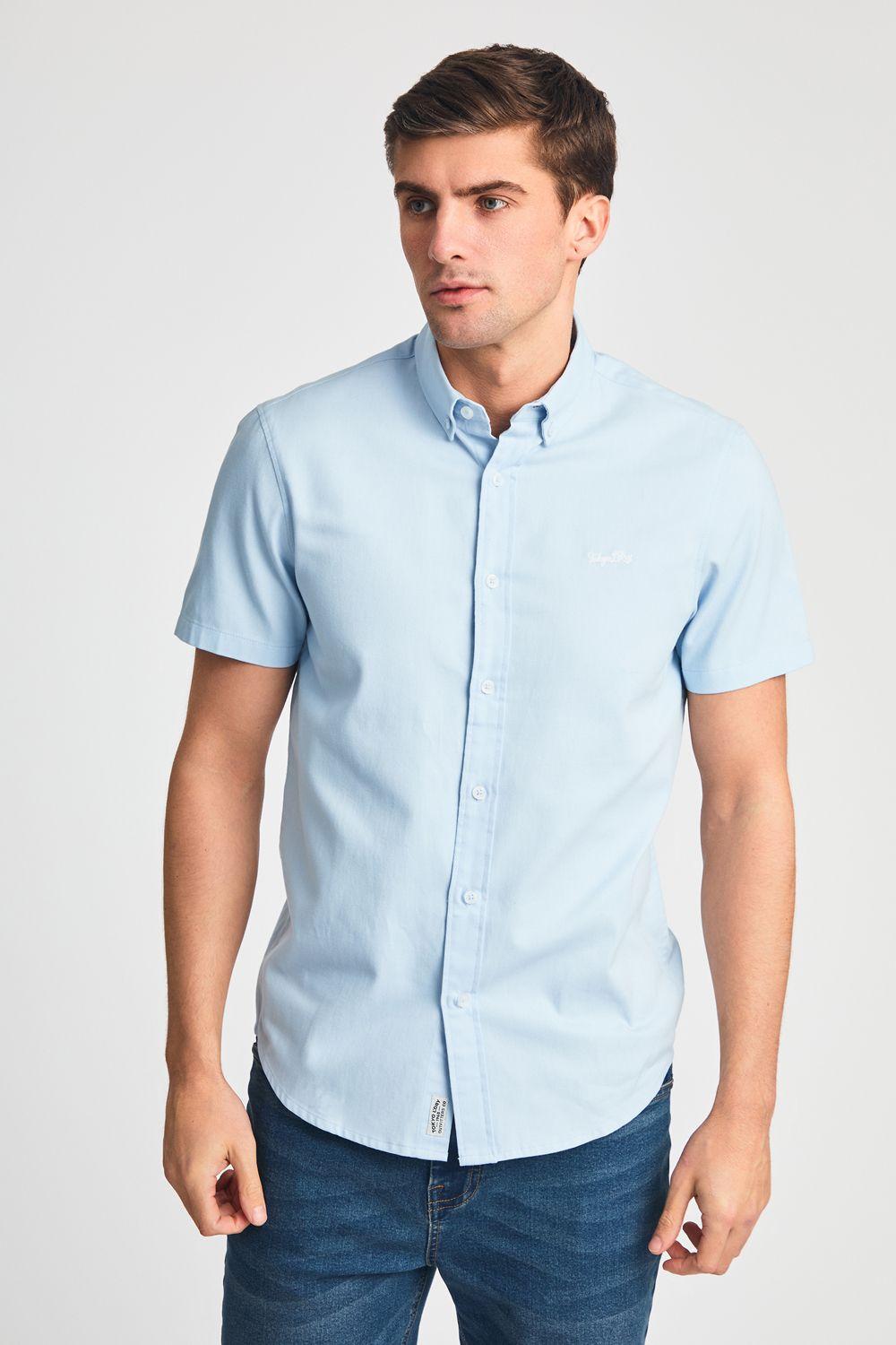 Cotton Short Sleeved Button-Up Oxford Shirt by TOKYO LAUNDRY