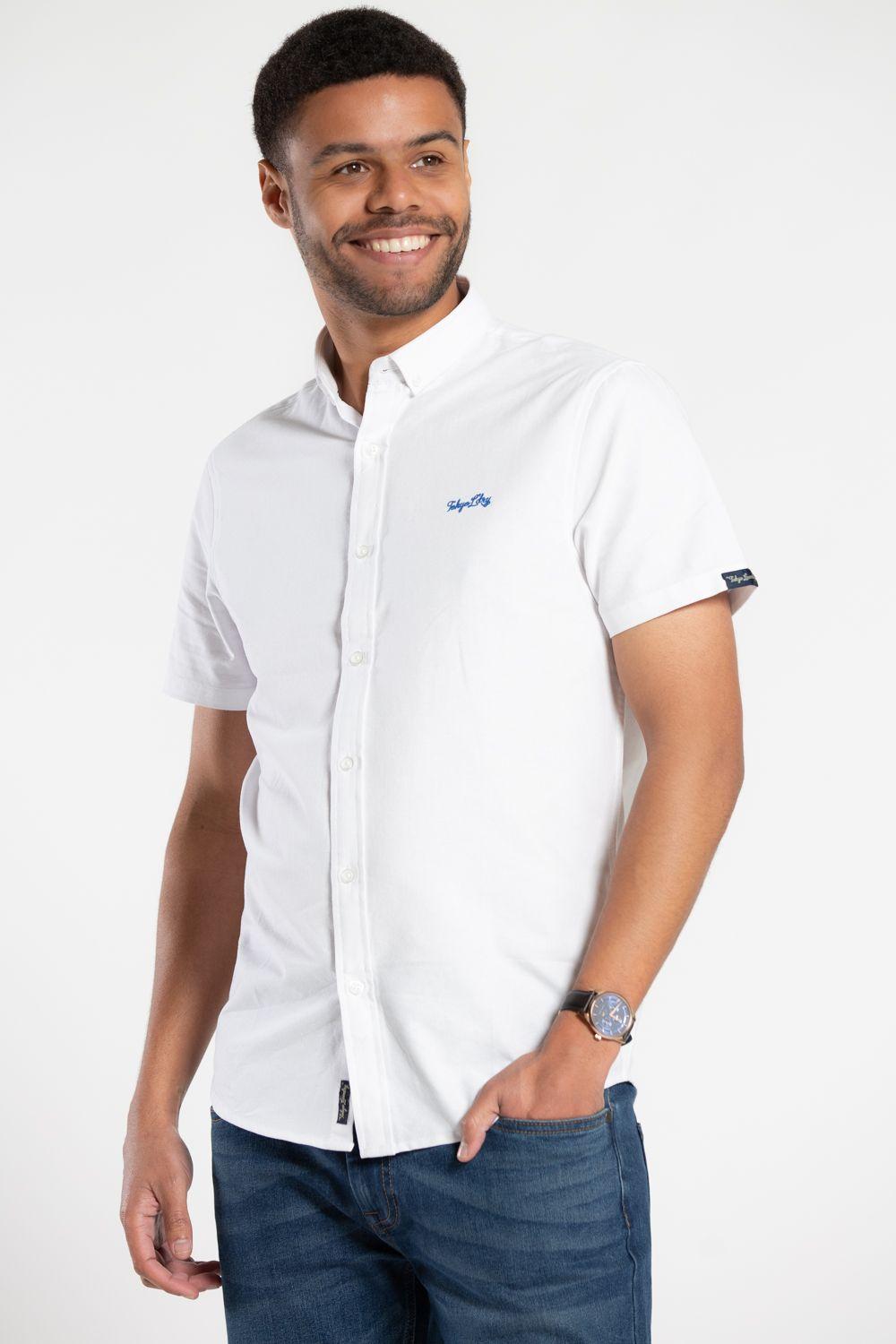 Cotton Short Sleeved Button-Up Oxford Shirt by TOKYO LAUNDRY