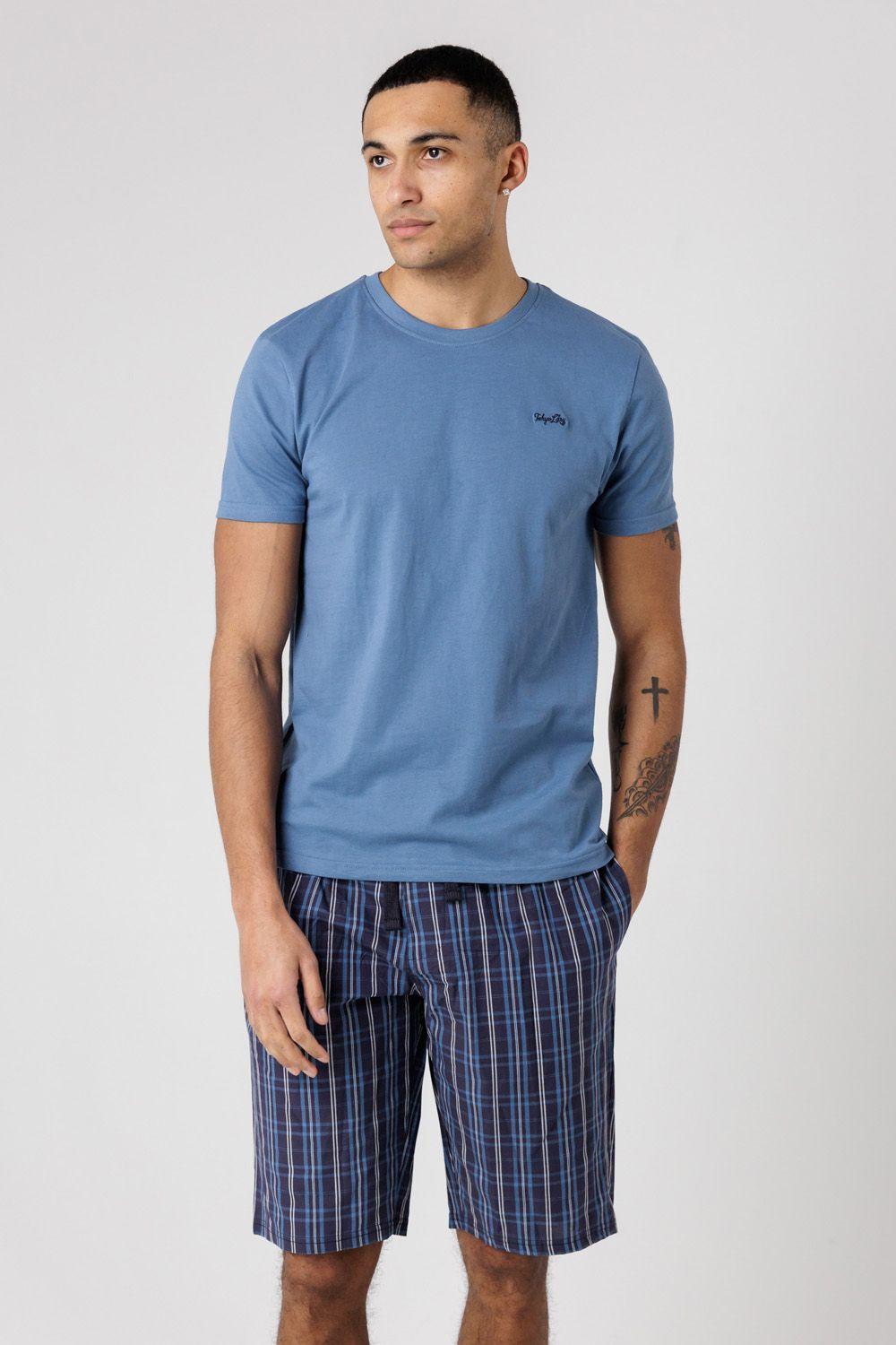 Crew Neck T-Shirt and Checked Shorts Pyjama Set by TOKYO LAUNDRY