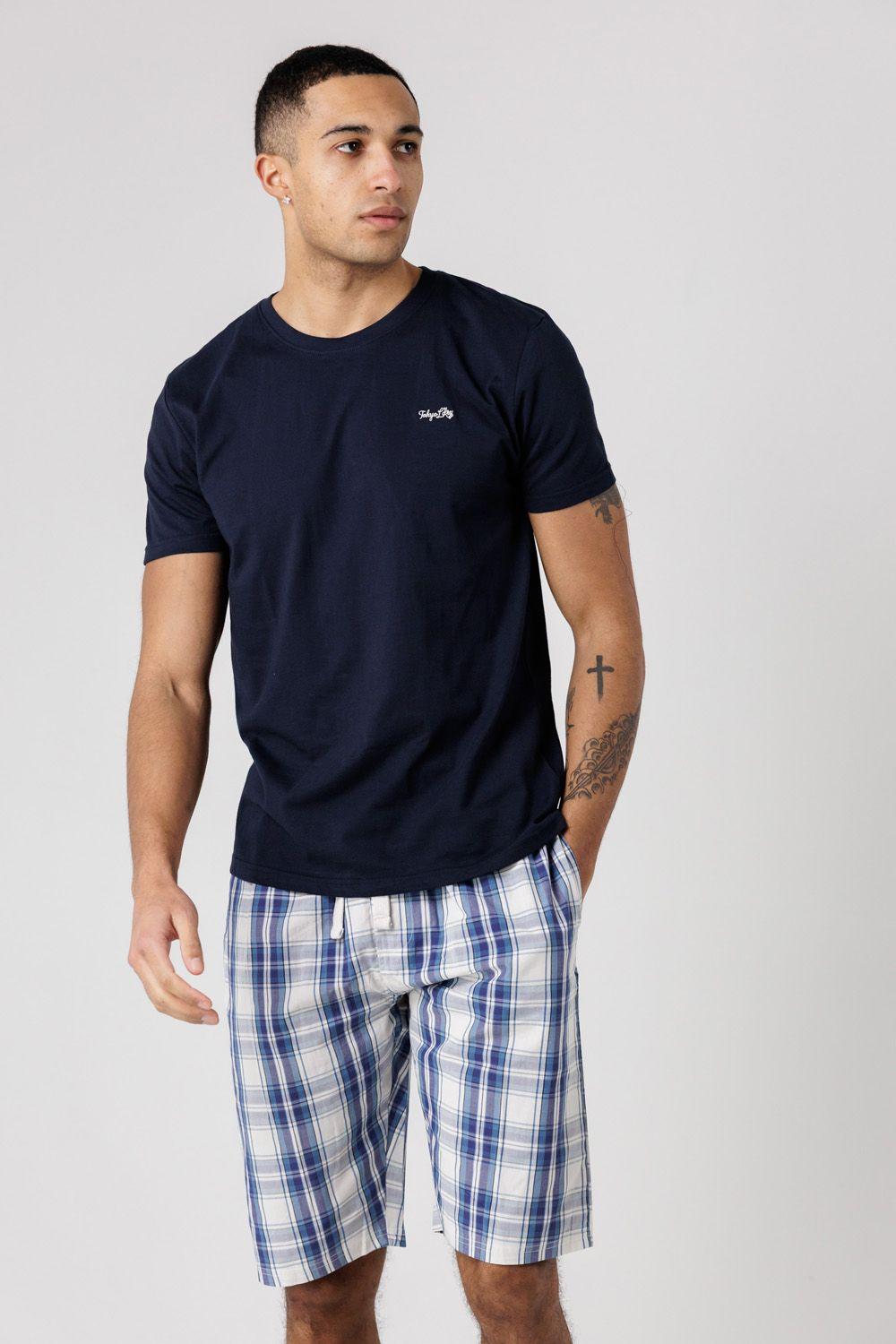 Crew Neck T-Shirt and Checked Shorts Pyjama Set by TOKYO LAUNDRY