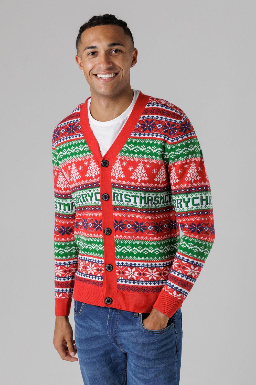 Festive Jacquard V-Neck Cardigan by TOKYO LAUNDRY
