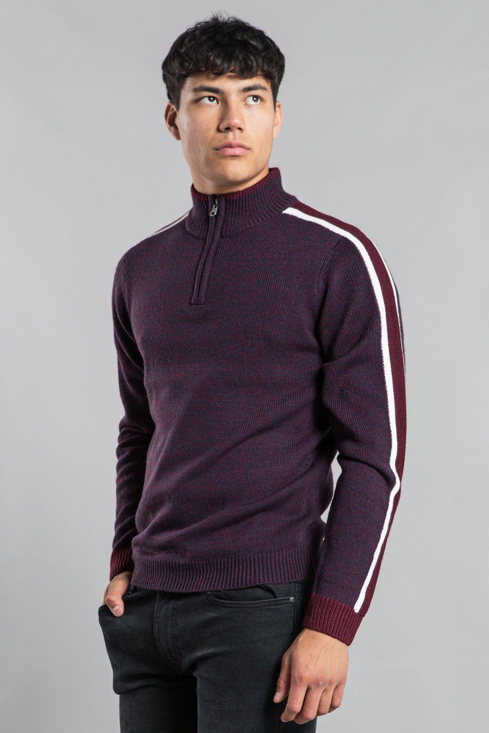 Funnel Neck 1/4 Zip Jumper with Contrast Sleeve by TOKYO LAUNDRY
