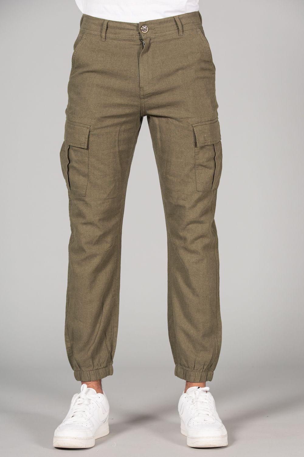 Linen Blend Cargo-Style Trousers by TOKYO LAUNDRY