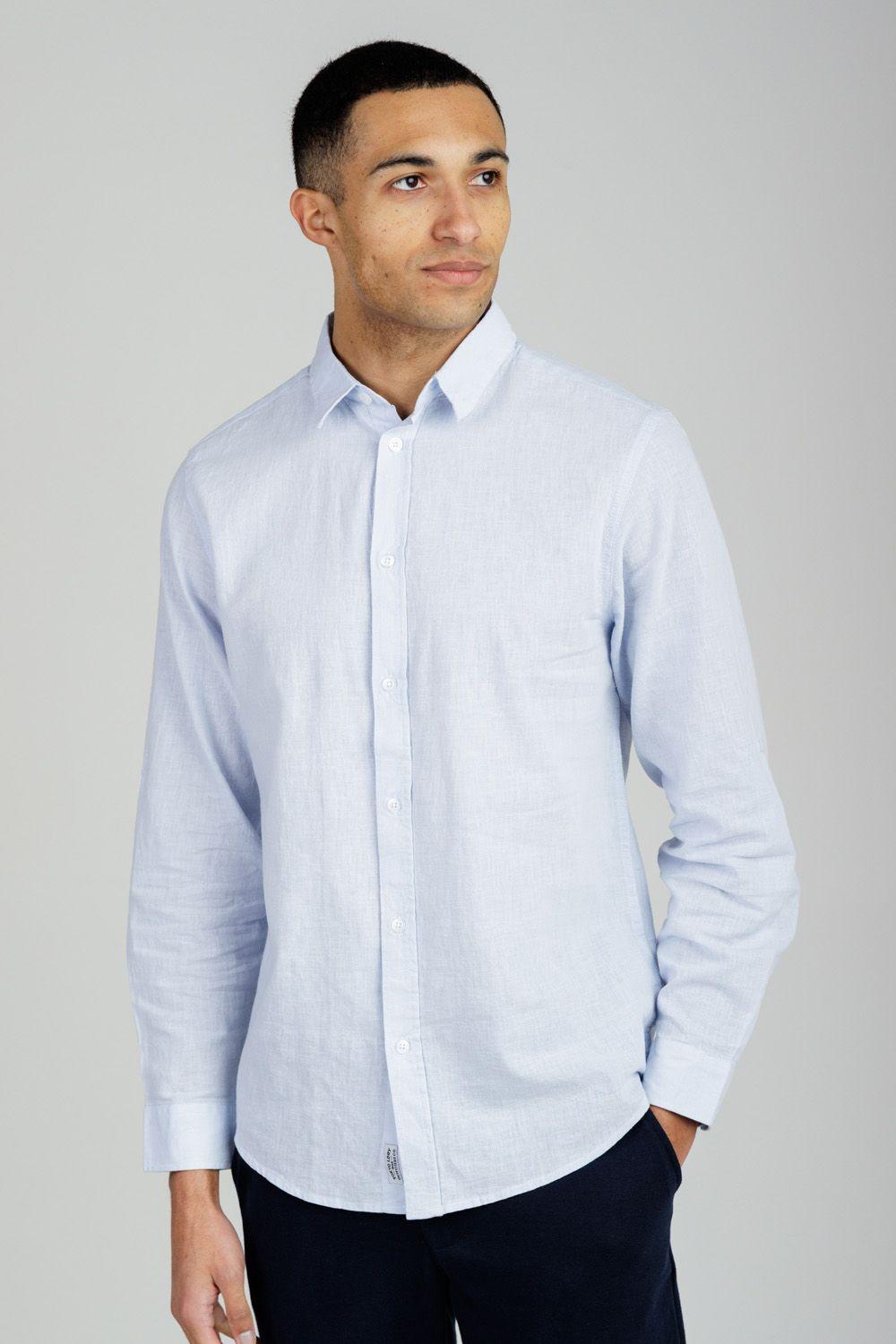 Linen Blend Long Sleeve Button-Up Shirt by TOKYO LAUNDRY
