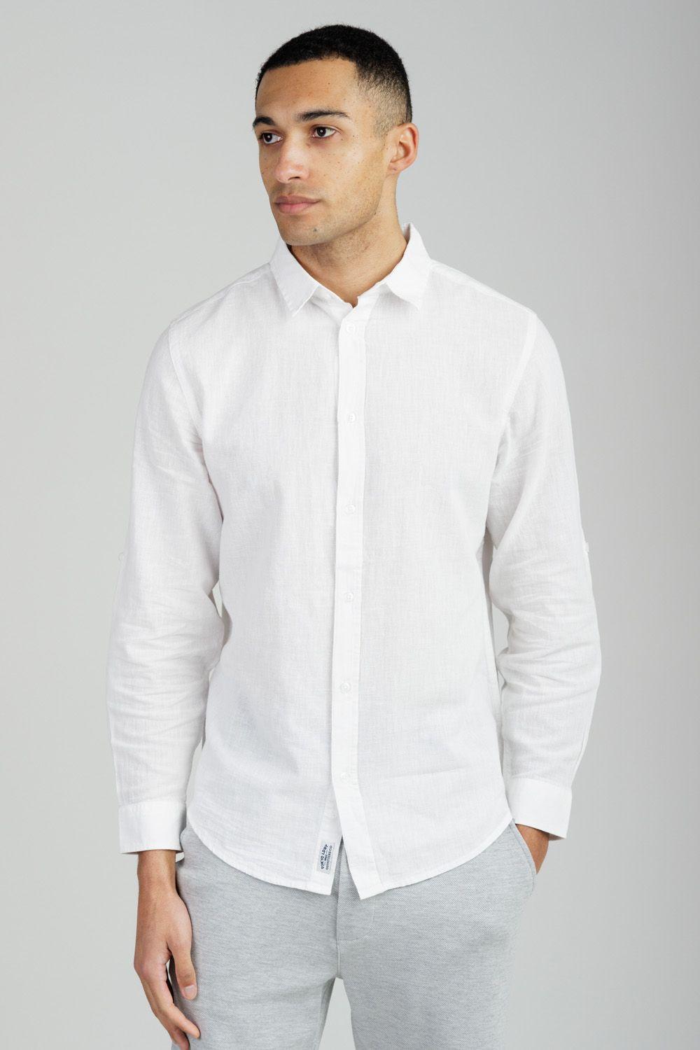 Linen Blend Long Sleeve Button-Up Shirt by TOKYO LAUNDRY