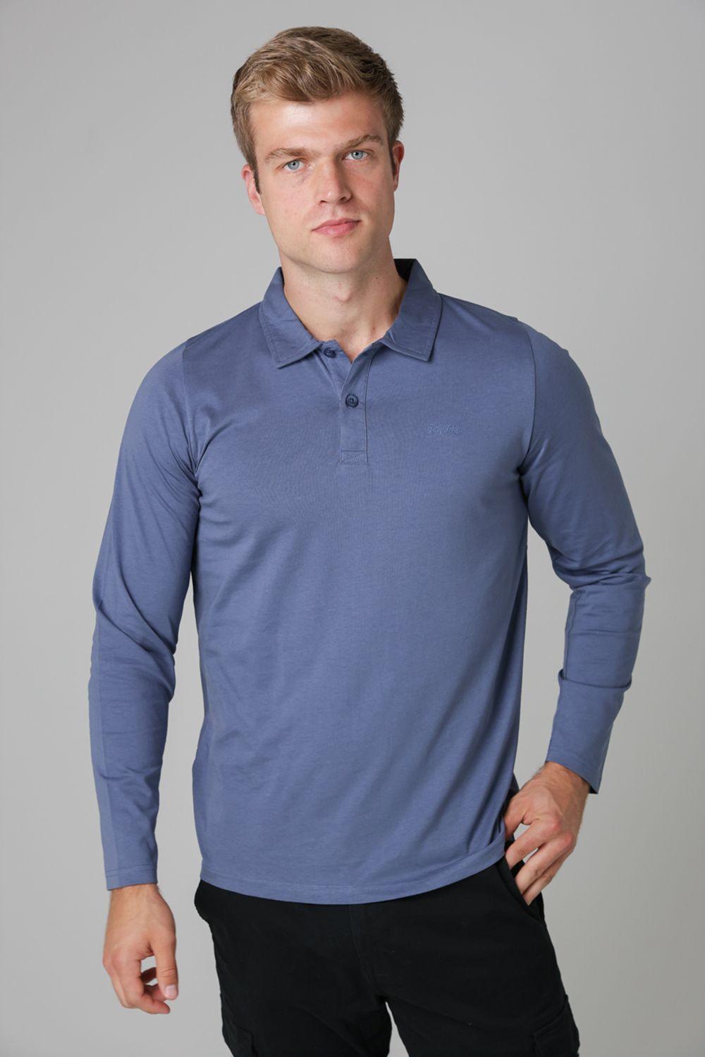 Long Sleeve Cotton Polo Shirt by TOKYO LAUNDRY