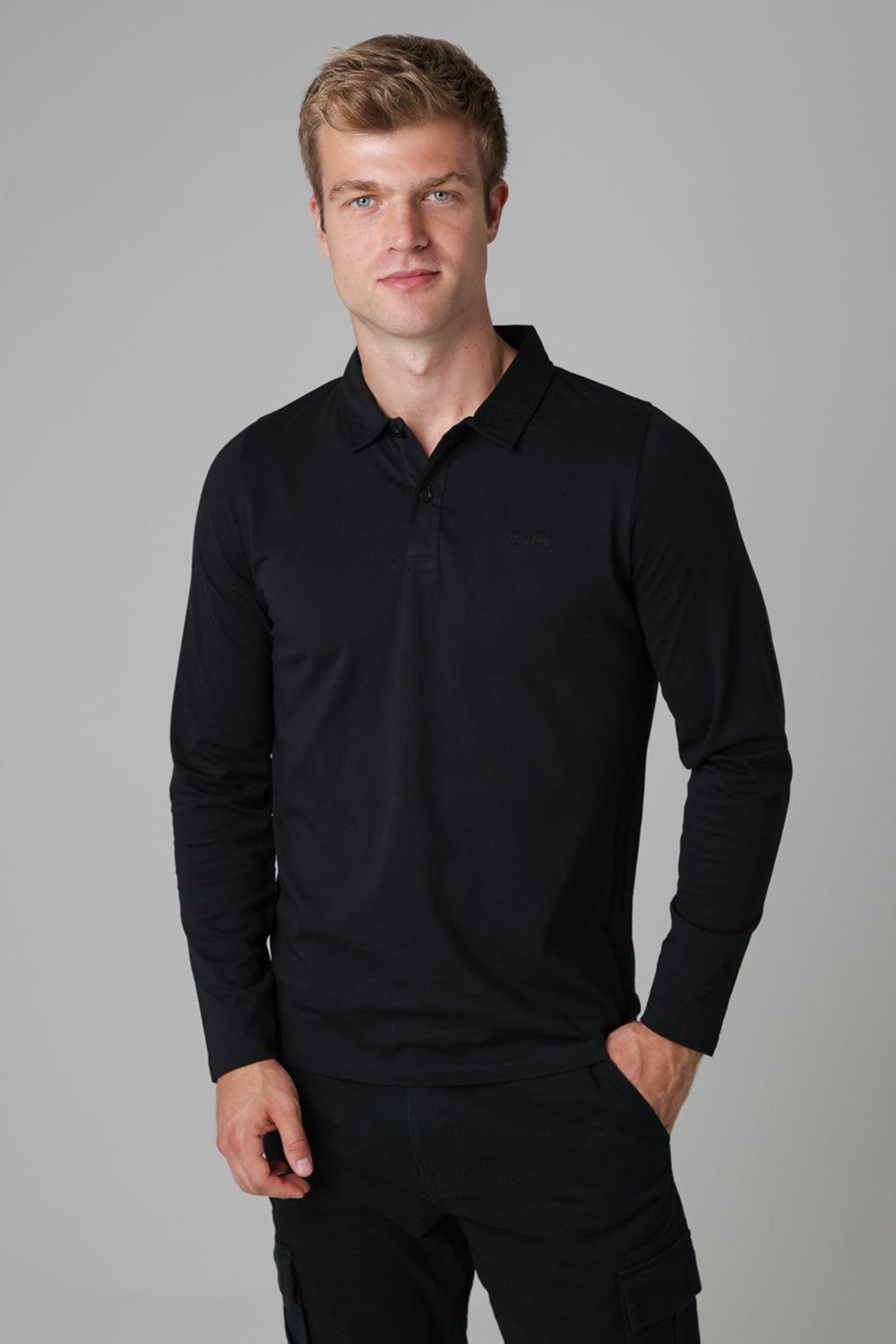 Long Sleeve Cotton Polo Shirt by TOKYO LAUNDRY
