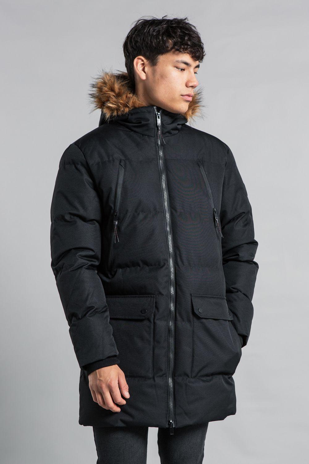 Padded Longline Coat with Faux Fur Hood by TOKYO LAUNDRY