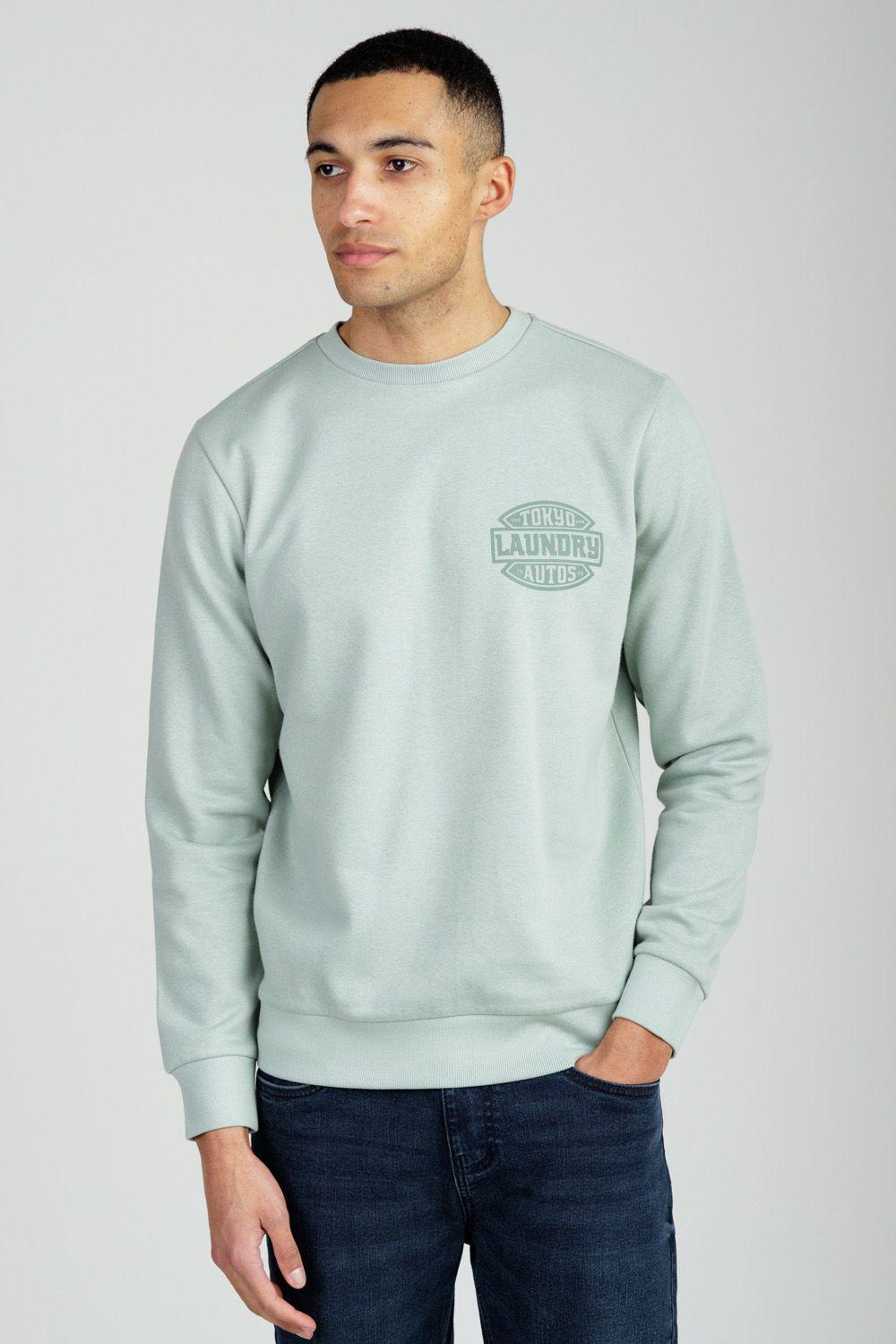 Printed Brushed Back Fleece Crew Neck Sweatshirt by TOKYO LAUNDRY