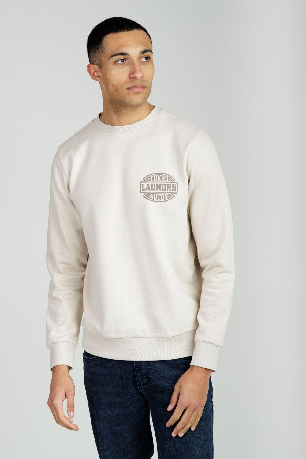 Printed Brushed Back Fleece Crew Neck Sweatshirt by TOKYO LAUNDRY