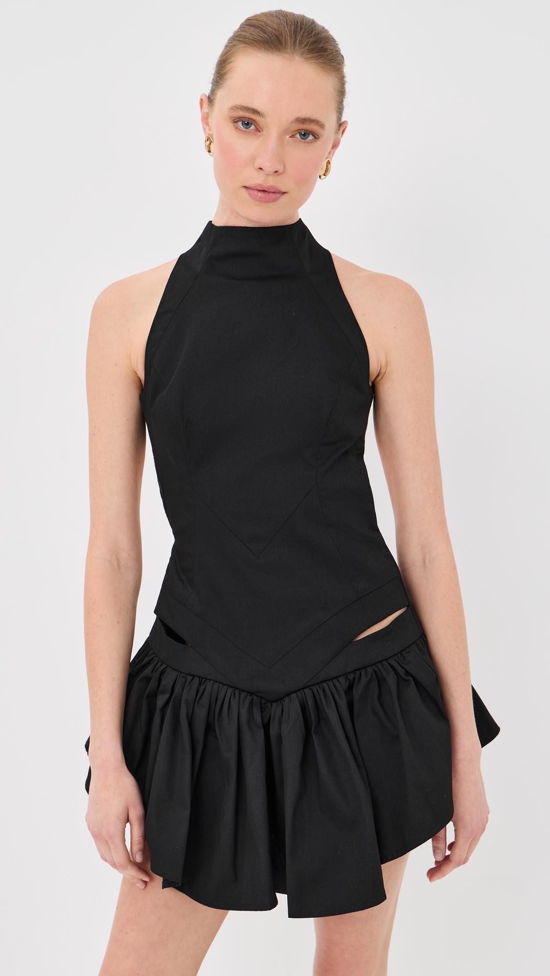 High Neck Backless Mini Dress by TOLU COKER