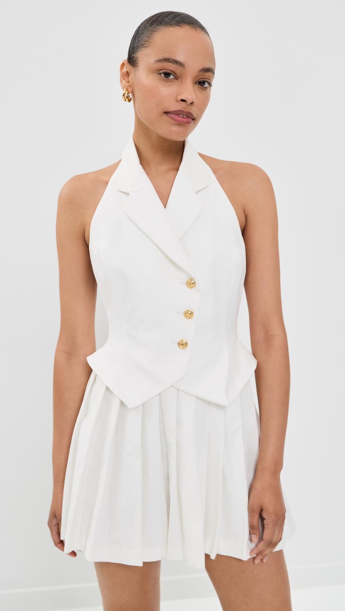 Pleated Waistcoat Mini Dress by TOLU COKER