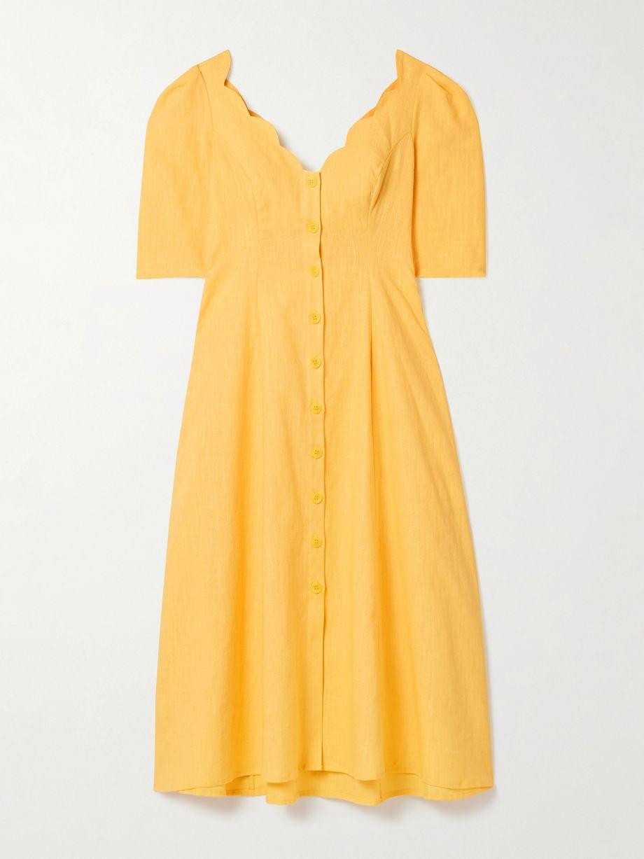 Scalloped ramie midi dress by TOLU COKER