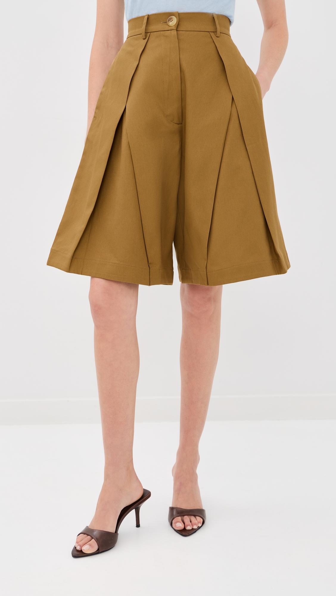 Twill Pleated Shorts by TOLU COKER