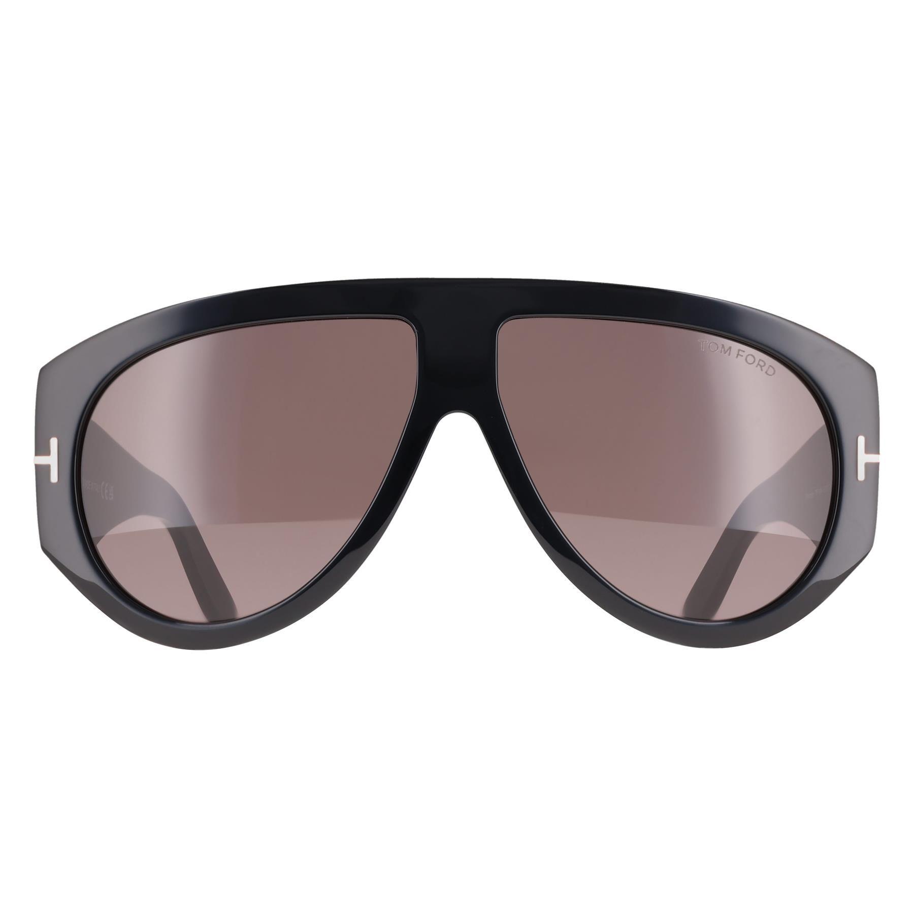 Aviator Shiny Black Grey Light Mirror Bronson FT1044 by TOM FORD