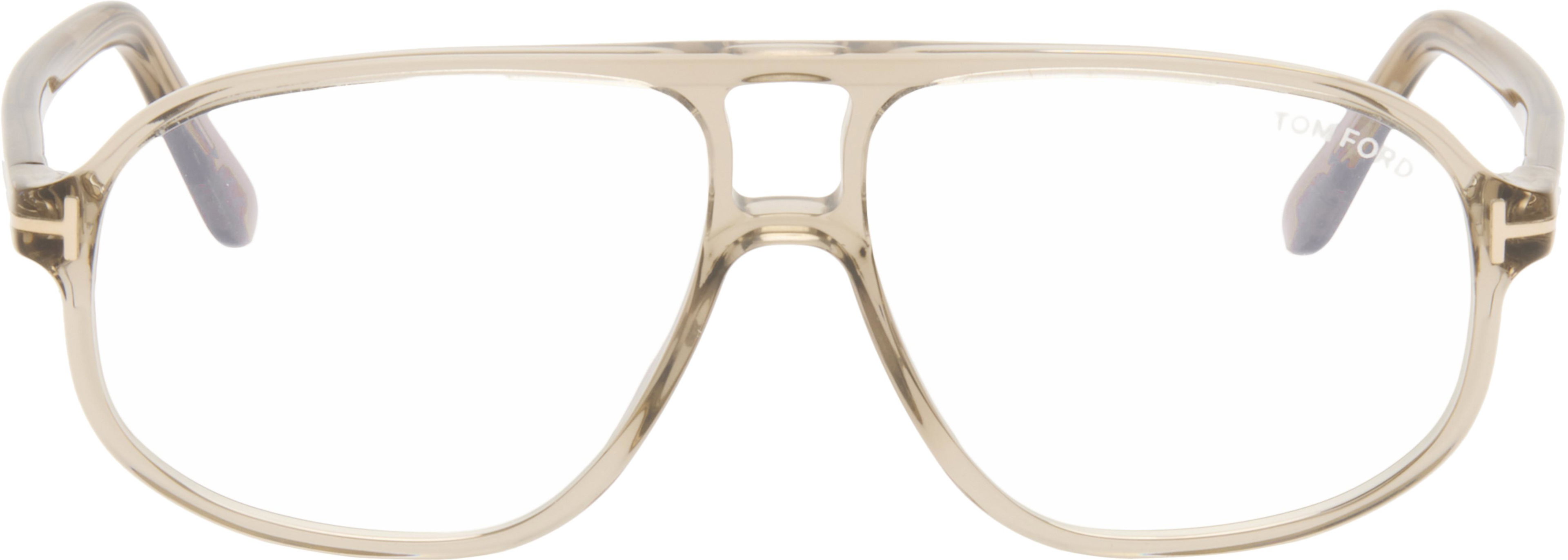 Beige Navigator Blue Light Glasses by TOM FORD
