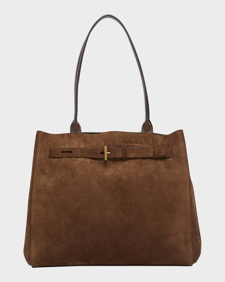 Belted T-Buckle Suede Tote Bag by TOM FORD