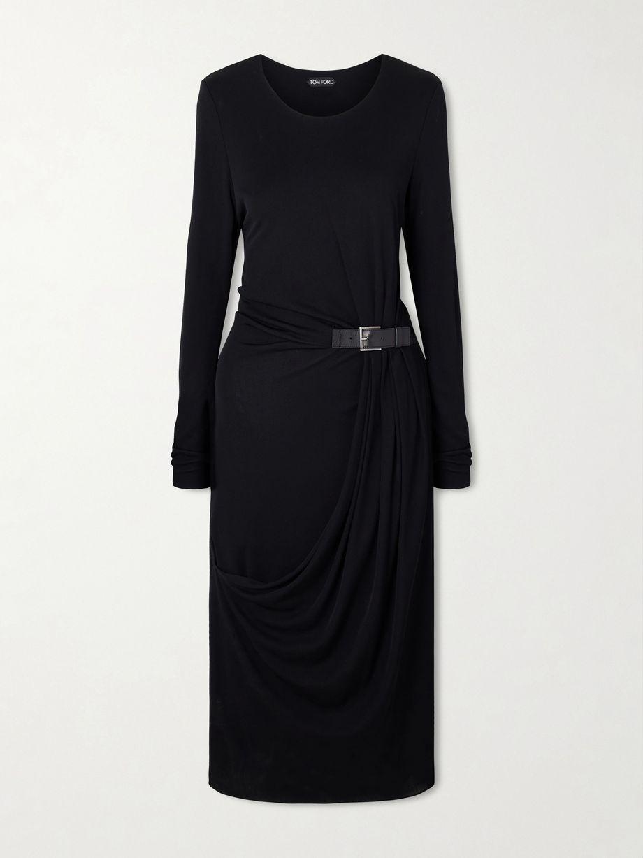 Belted draped jersey midi dress by TOM FORD