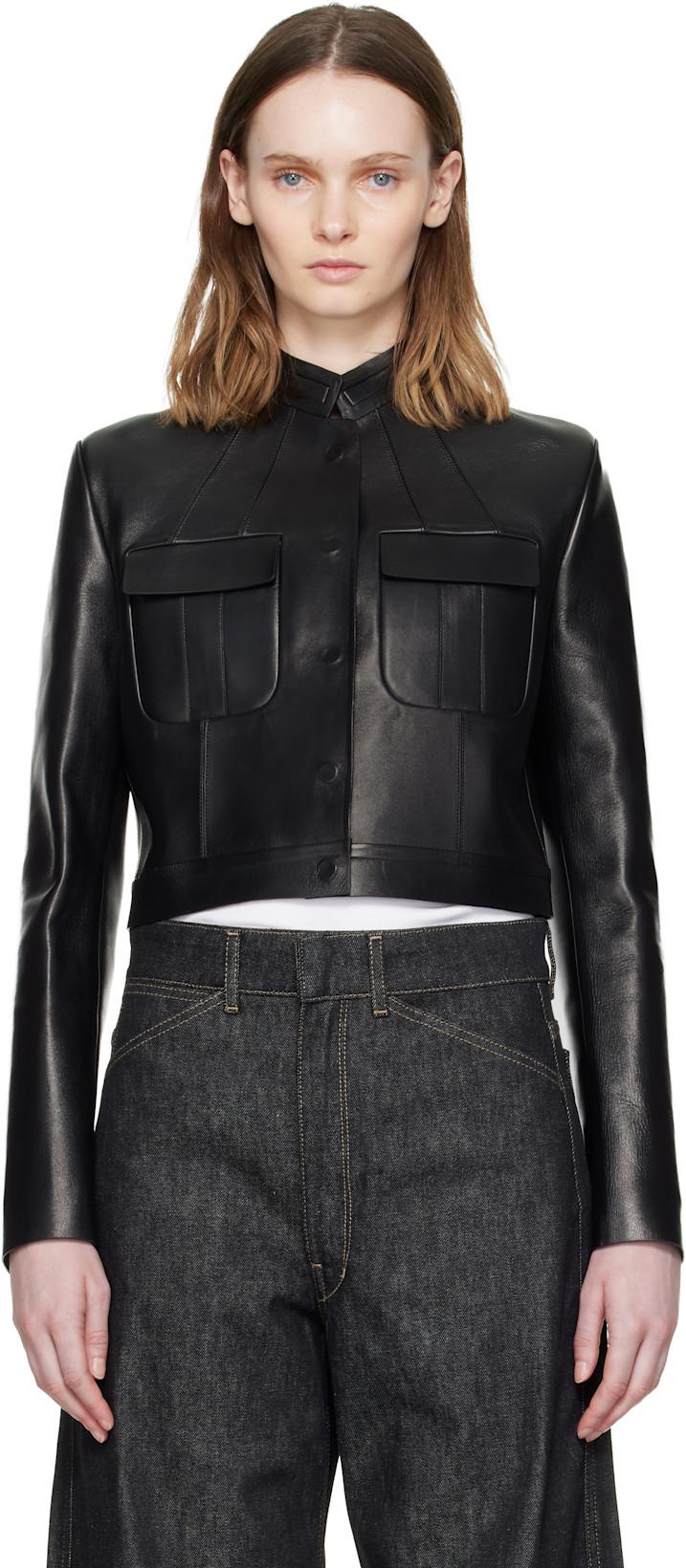 Black Bonded Nappa Leather Officer Jacket by TOM FORD