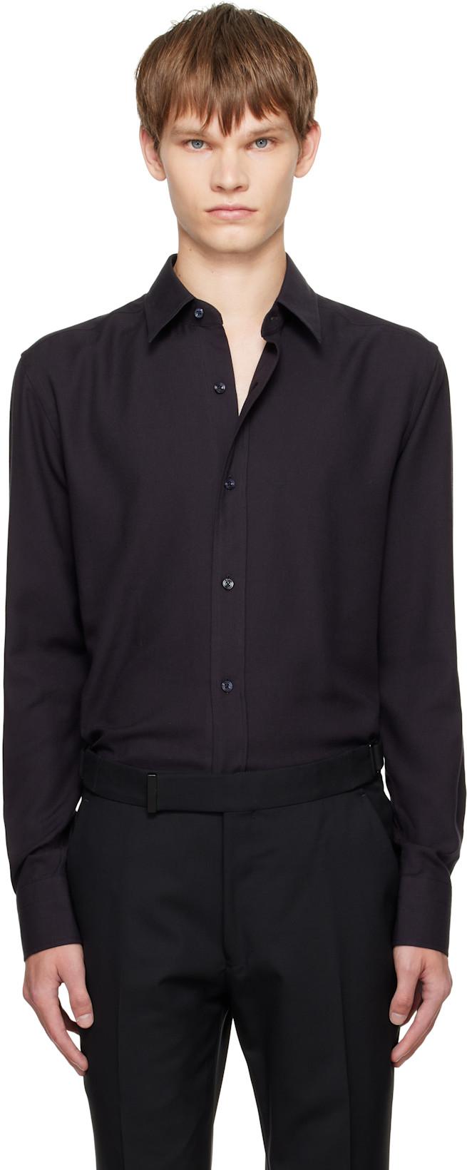 Black Cotton Cashmere Fluid Fit Shirt by TOM FORD