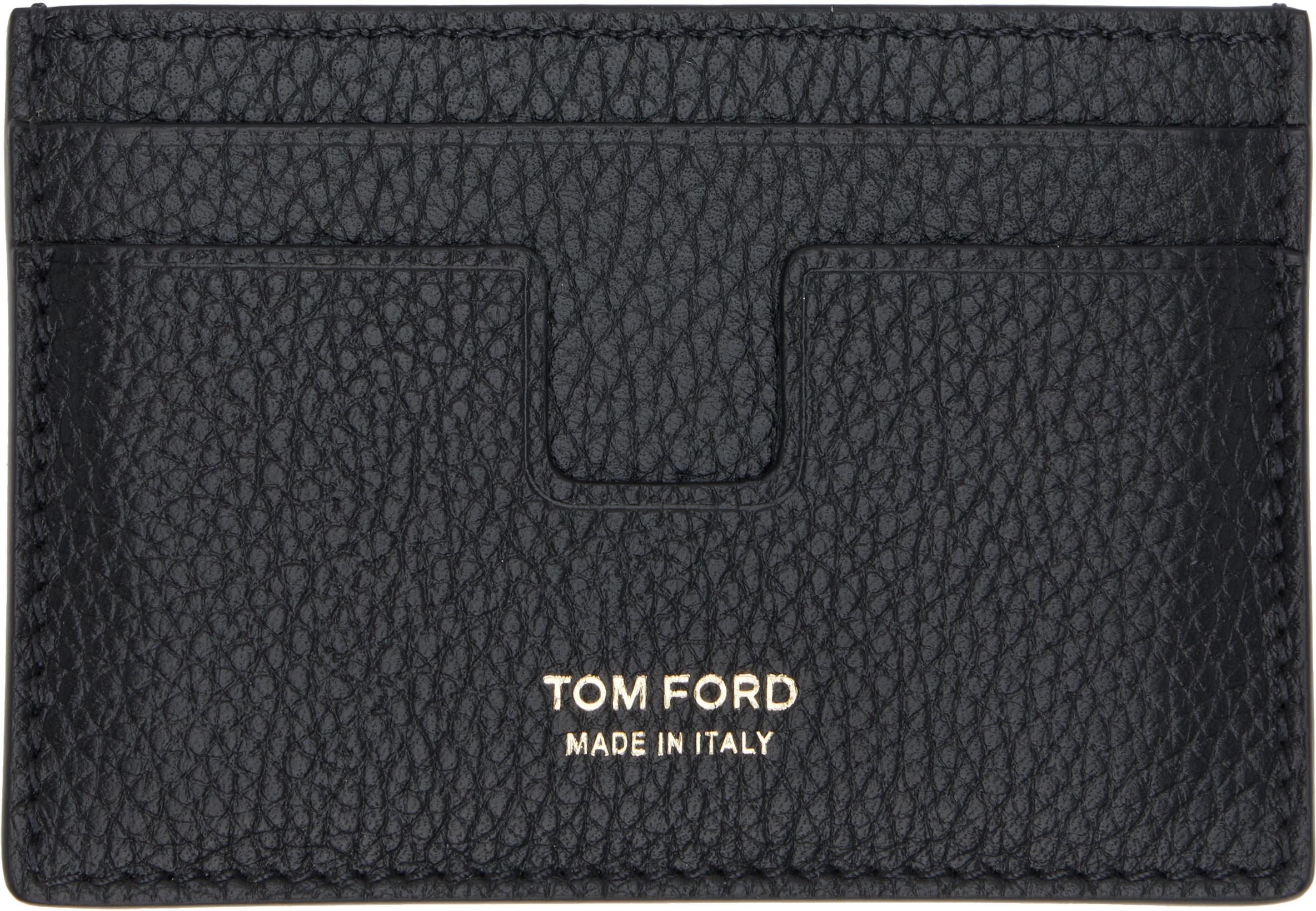 Black Grain Leather Classic Card Holder by TOM FORD