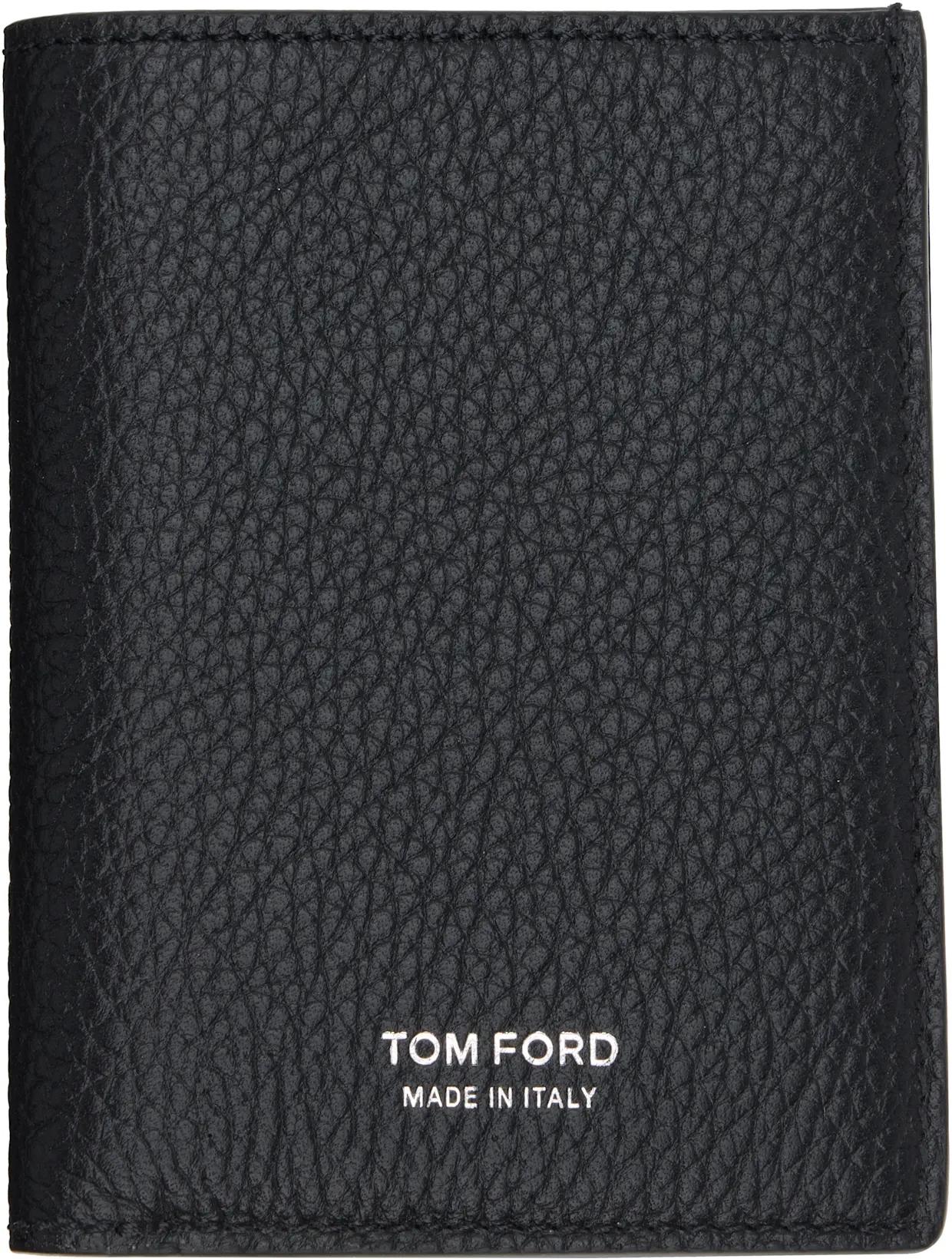 Black Grain Leather Folding Card Holder by TOM FORD