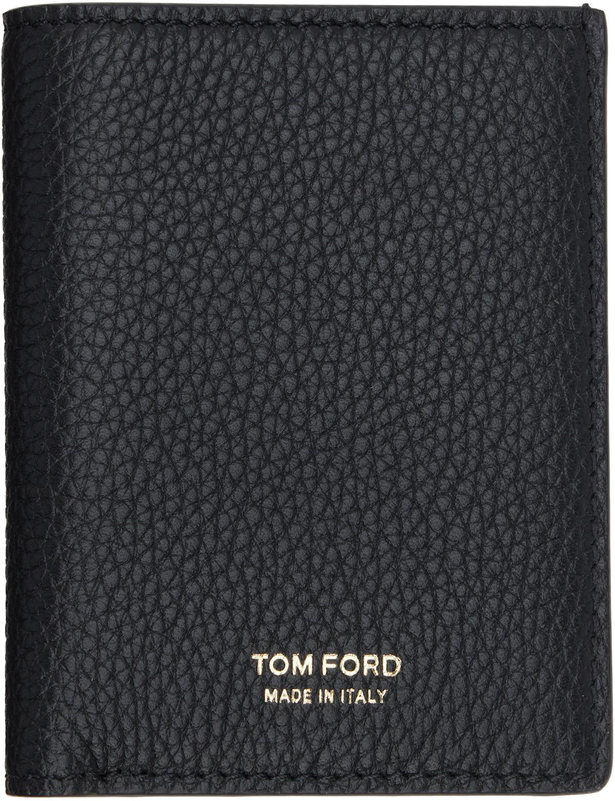 Black Grain Leather Folding Card Holder by TOM FORD