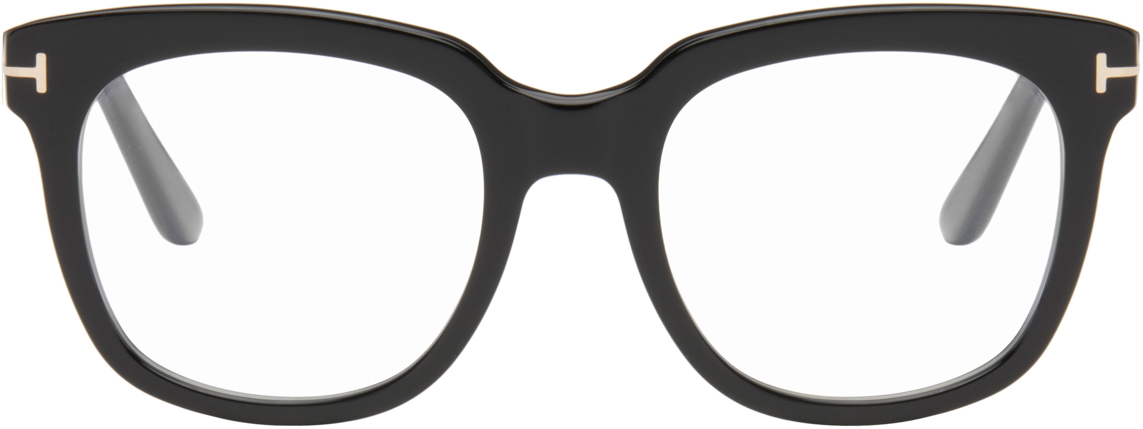 Black Icon Block Square Blue Light Glasses by TOM FORD