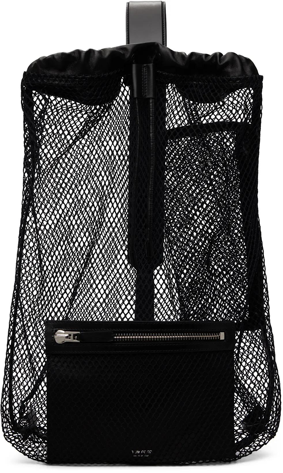 Black Mesh Line Sling Backpack by TOM FORD