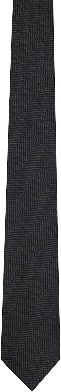 Black Mouline Herringbone Tie by TOM FORD
