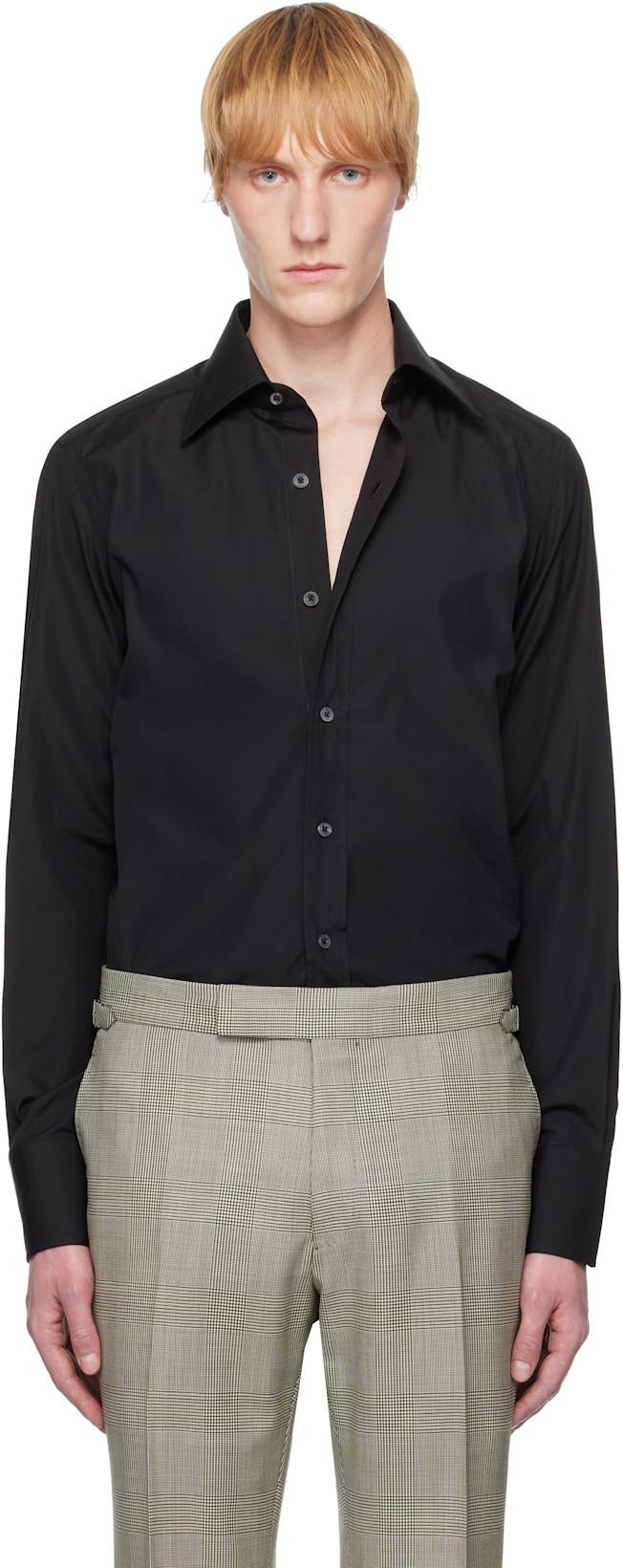 Black Poplin Slim Fit Shirt by TOM FORD