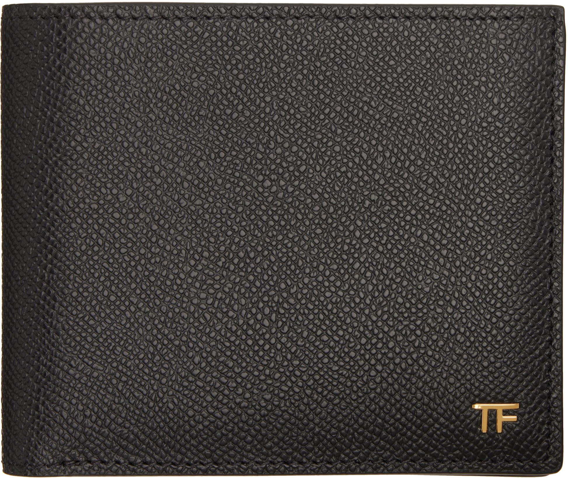 Black Small Grain Leather Bifold Wallet by TOM FORD