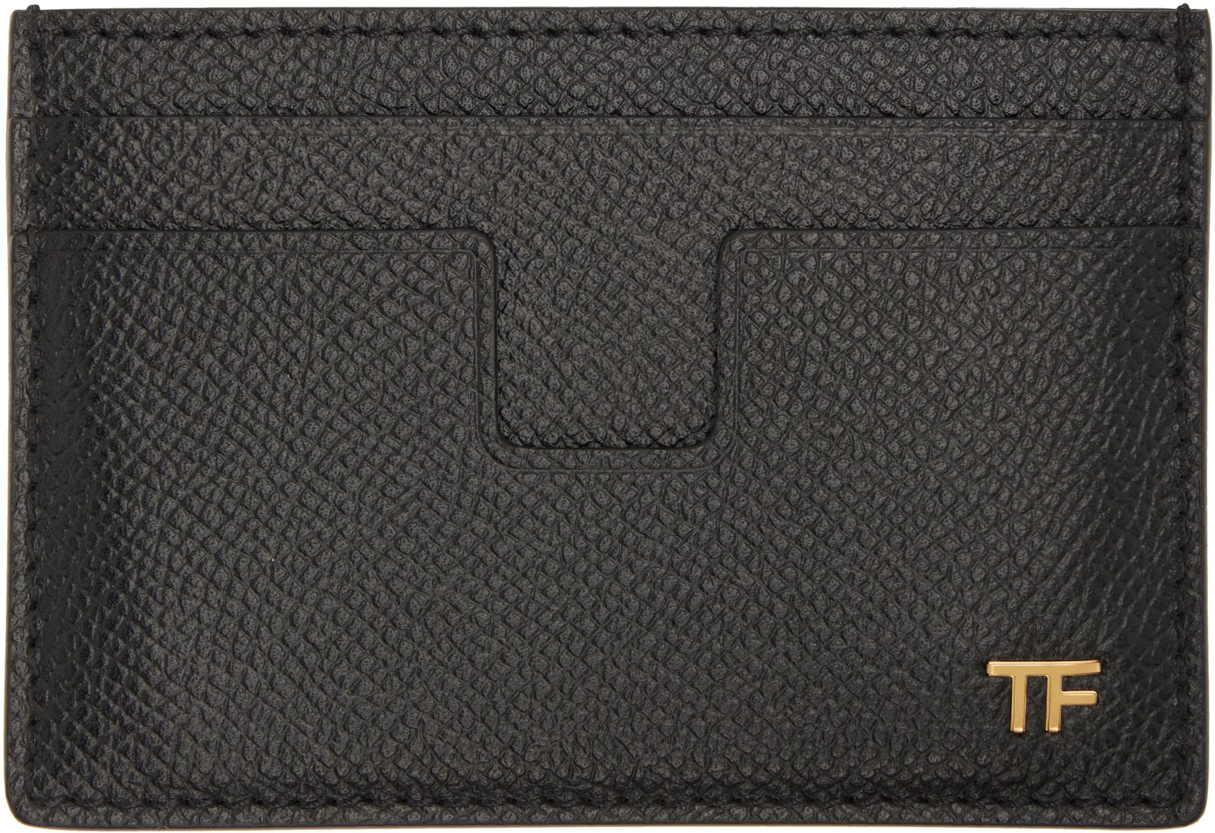 Black Small Grain Leather Classic Card Holder by TOM FORD
