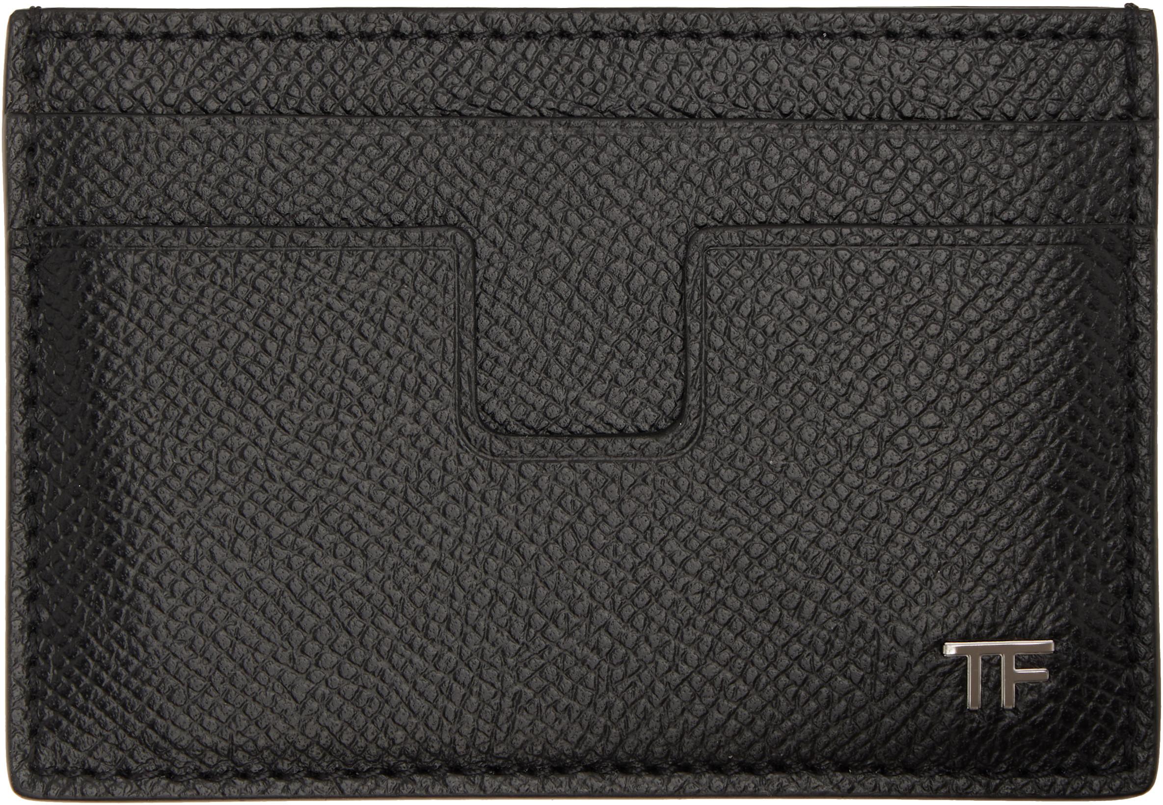 Black Small Grain Leather Classic Card Holder by TOM FORD