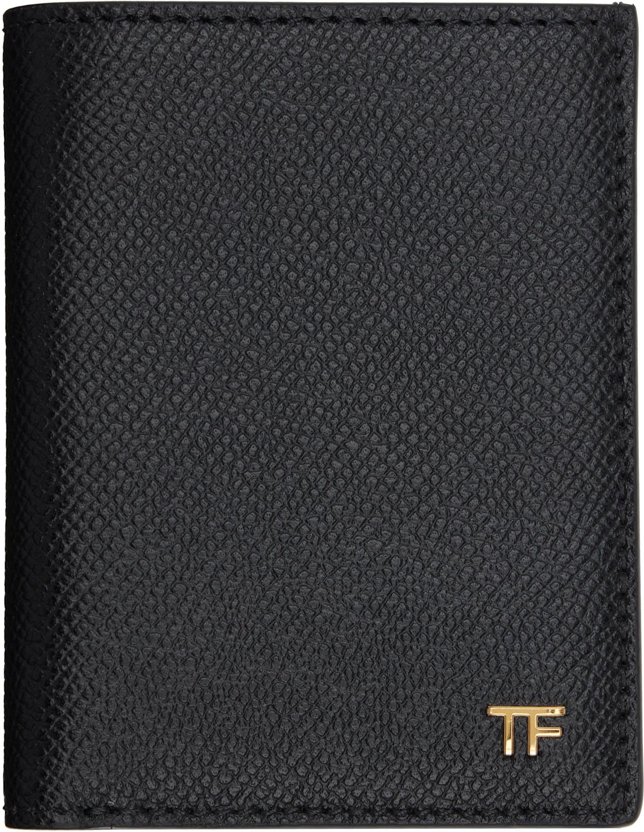 Black Small Grain Leather Folding Card Holder by TOM FORD