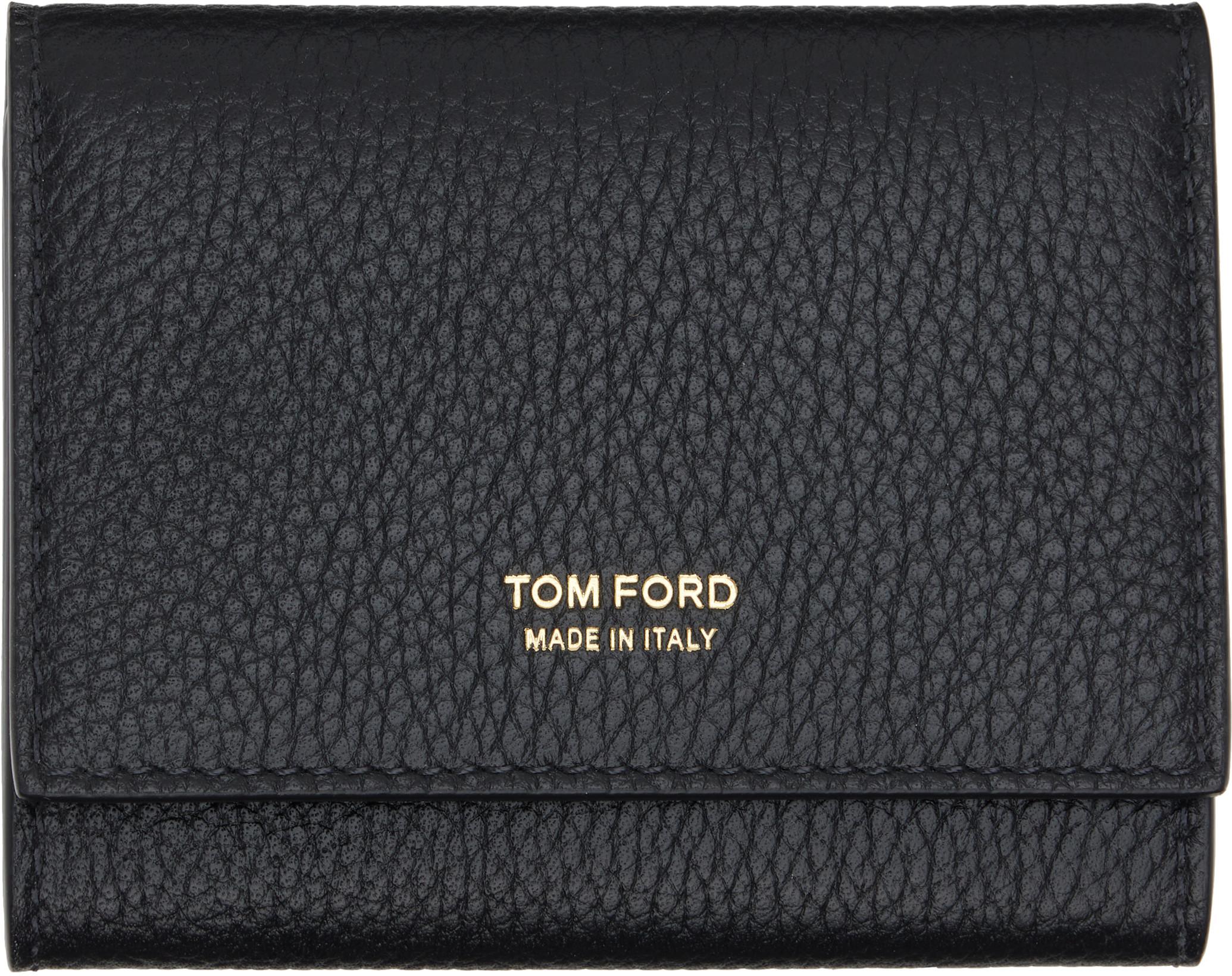 Black Soft Grain Leather Slim Card Holder by TOM FORD