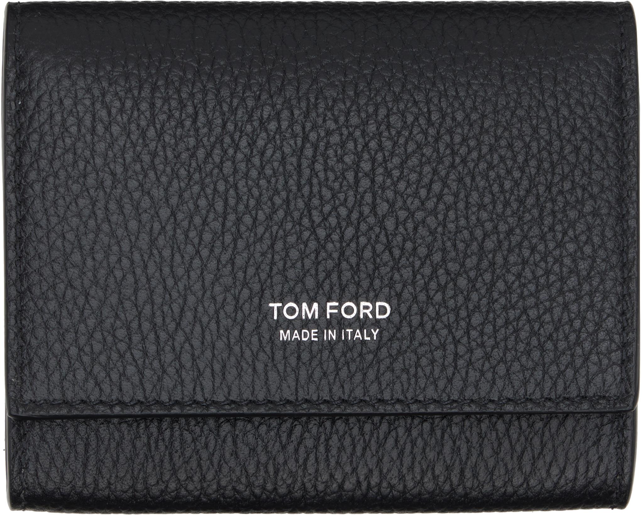 Black Soft Grain Leather Slim Card Holder by TOM FORD