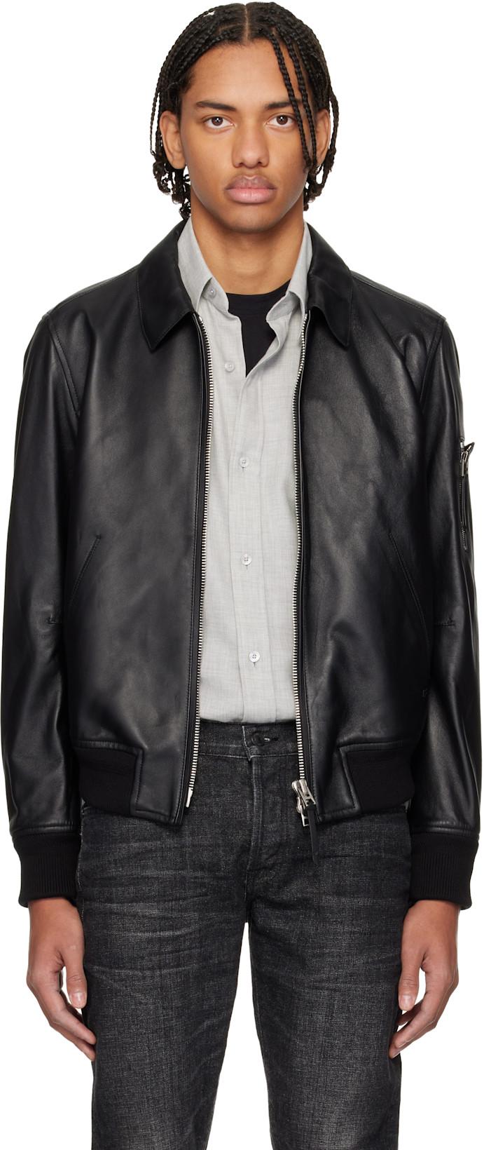 Black Soft Nappa Plonge Collar Blouson Jacket by TOM FORD