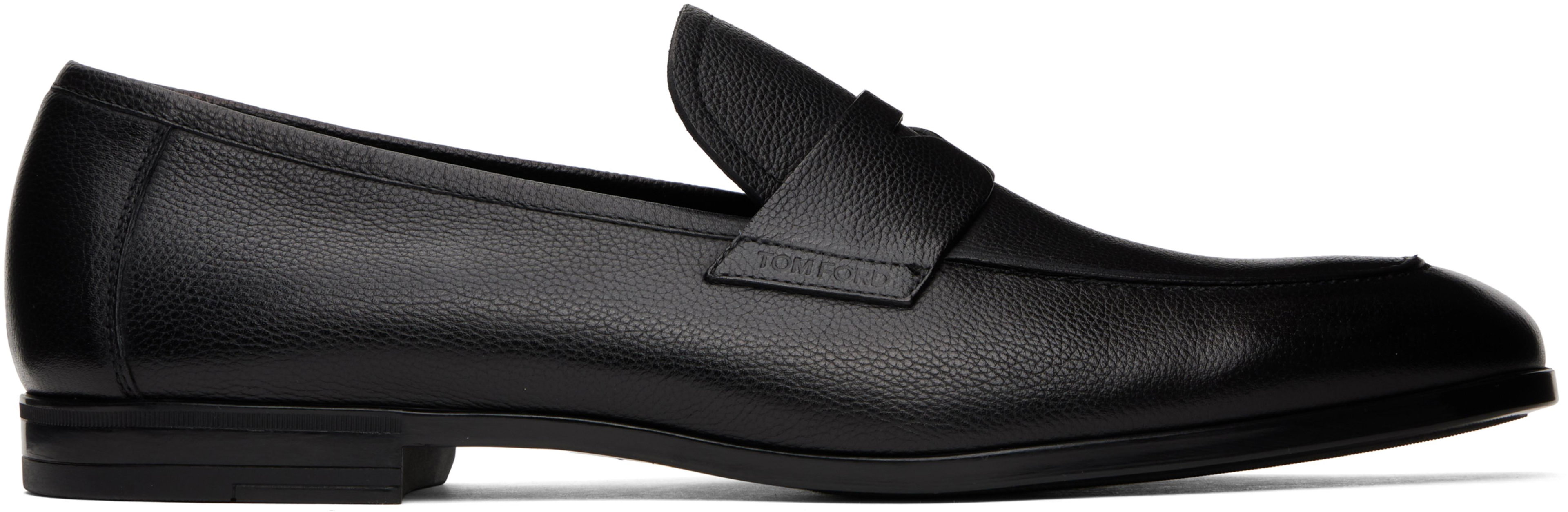 Black Supple Grain Leather Sean Penny Loafers by TOM FORD