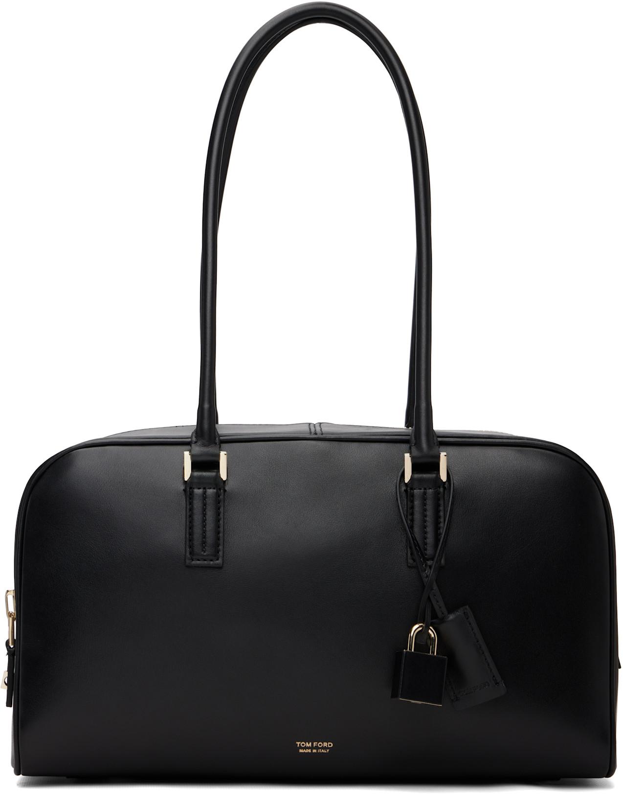 Black Supple Leather Zipped Small Stryke Shoulder Bag by TOM FORD