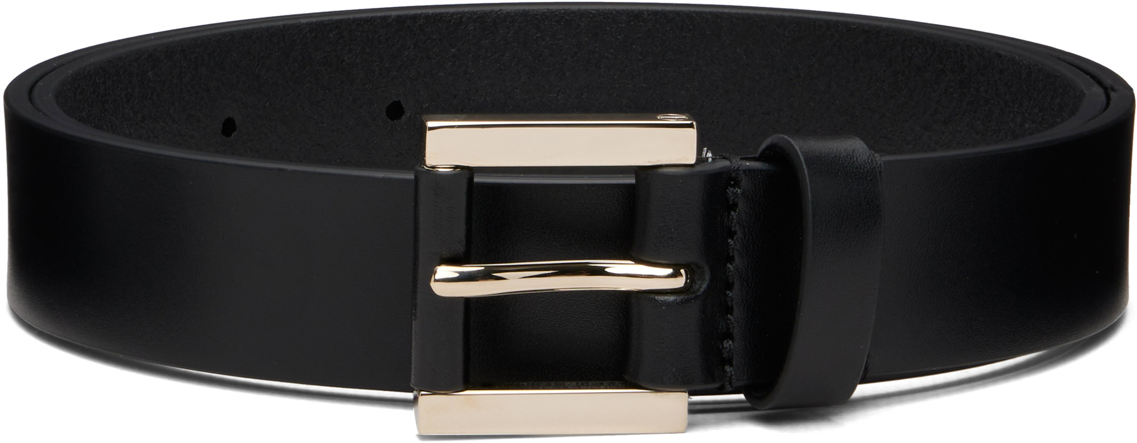 Black Vacchetta Leather Detail Buckle Belt by TOM FORD