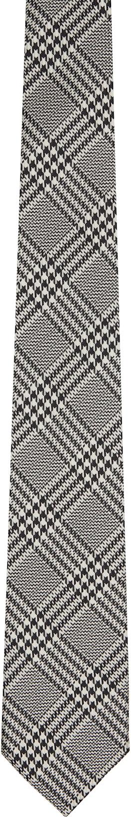 Black & White Mouline Prince Of Wales Tie by TOM FORD