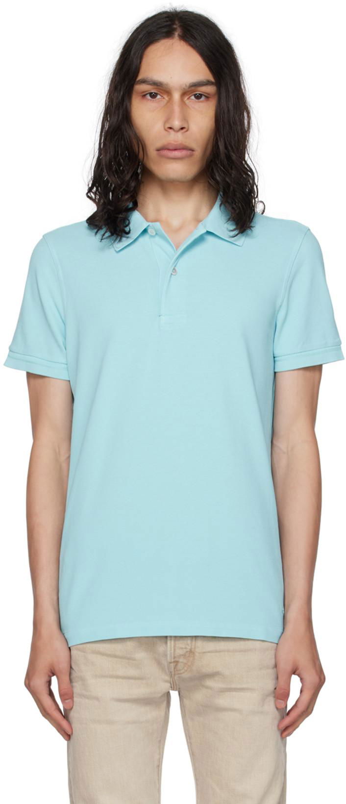 Blue Embroidered Polo by TOM FORD