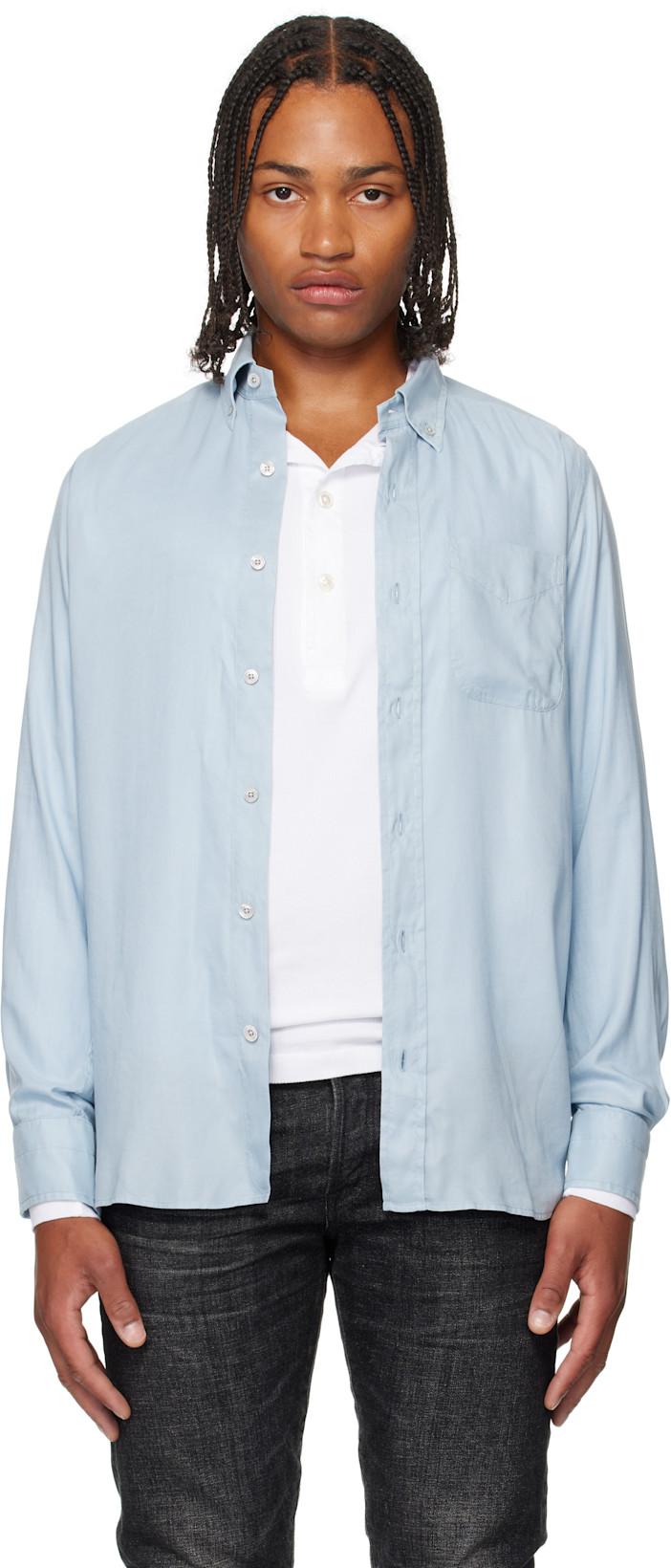 Blue Fluid Shirt by TOM FORD