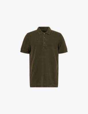 Brand-Embroidery Short-Sleeves Woven-Piqué Polo Shirt by TOM FORD
